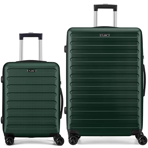 FLIEE Lightweight Suitcase Set, Green, 20'' + 28''