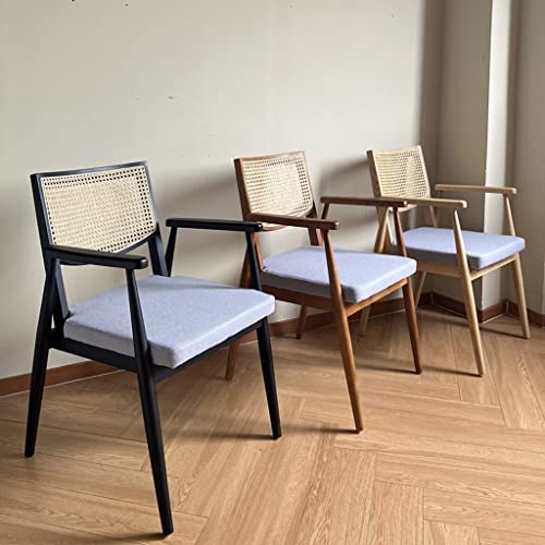 Tkhp Solid Wood Dining Chair, Home Rattan Kitchen Dining Chair, Outdoor Balcony Leisure Armchair, Lazy Backrest Wooden Single Seat Chair (Color : Walnut, Size : 54 * 59 * 83Cm) #TOP1