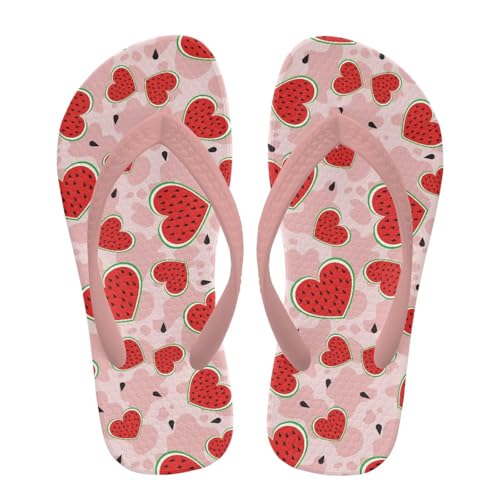 Pwnixequ Watermelon Love Print Classic Anti Slip Kids Flip Flops Fashion Thong Basics Sandals Soft Comfy Summer Swimming Pool Beach Walking Shower Shoes for Boys Girls Students