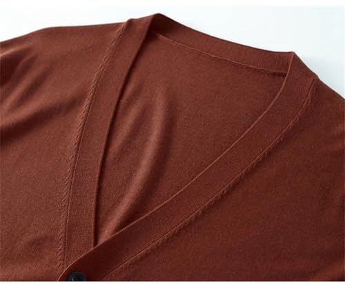 Men's Cardigan Sweater Long Sleeve V Neck Worsted Thin Solid Color Knit Cardigan3