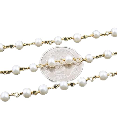 Perles eau douce chaîne rosaire plaqué or 36 inches pour fabriquer vos bijoux de mariée