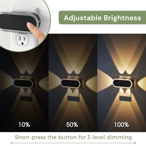 Image of L LOHAS LED Night Lights Plug into Wall 4-Pack, Dusk to Dawn | Plug in Night Light with 180 Rotatable Plug, 3000K Soft White, Dimmable Nightlight for Bathroom Hallway