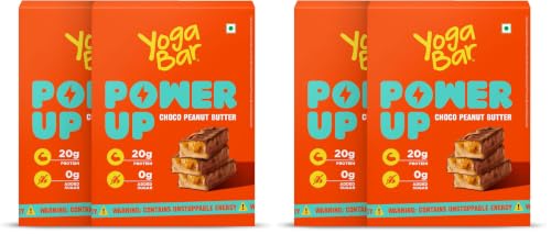 Image of Yogabar Power Up 20g Protein Bar (10 Bars, Choco Peanut Butter) | No Added Sugar Protein Bars | Premium High Protein Blend - Whey Protein Concentrate, Peanuts & Soy (Pack of 2)