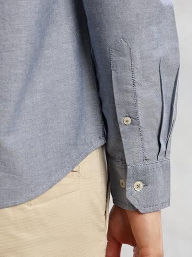 Image of Thomas Scott Men's Cricket Club Collection Classic Regular Fit Twill Shirt | 100% Cotton Long Sleeve Solid Shirt with Button Down Collar (Available in Plus Size)