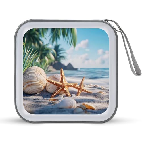 Seashell Starfish And Beach CD Case Portable DVD Holder Storage Organizer for Home Travel