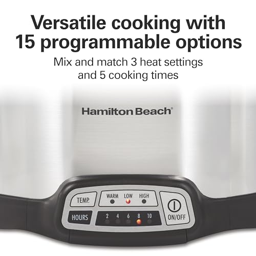 Hamilton Beach 4 Quart Programmable Slow Cooker with Flexible Easy Programming, 5 Cooking Times, Dishwasher-Safe Crock & Lid, Silver (33443) by Hamilton Beach - Image 2