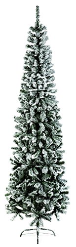 2m (6.5ft) Snow Flocked Spruce Pine Slim Christmas Tree in Green