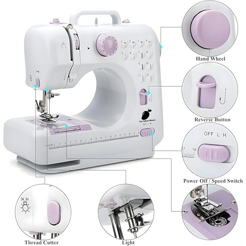 Machine à coudre pour débutants avec table d'extension et kit de couture violet