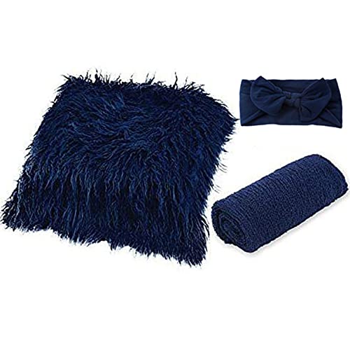 Uposao Newborn Photography Props 3Pcs Baby Photo Props Swaddle Wrap Photography Mat And Headband DIY Newborn Baby Photo Blanket Photography Props For Baby Boys Girls
