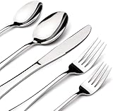 Silverware Set for 6, 30 Piece Heavy Duty Stainless Steel Flatware Utensils Cutlery Set Including Steak Knife Fork and Spoon, Dishwasher Safe, Gift Package for Wedding Housewarming
