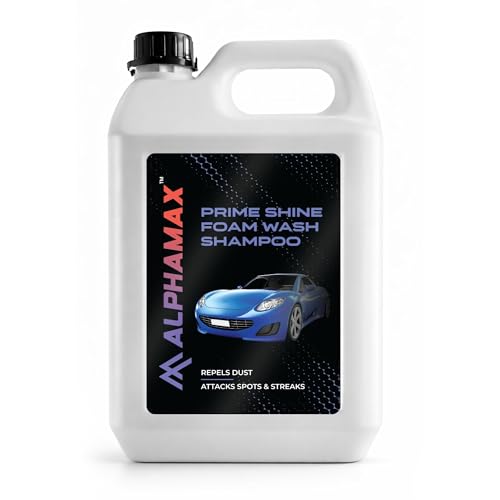 Image of ALPHAMAX Foam Shampoo for Car Wash - 5L Bottle, Honey Thick with Super Suds, Remove Tough Dirt & Safe on Paint, pH Neutral Premium Liquid, Thick Foam with Shine Enhancing Formula
