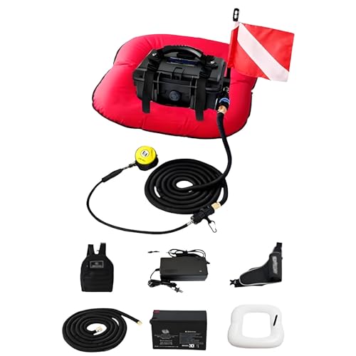 VsyPtyc Ventilador de Buceo, de Buceo sin Tanque, Tanque de Buceo portátil Recargable, compresor de Aire, duración de batería de 60-70 min, Equipo de Buceo Red-ydualbattery