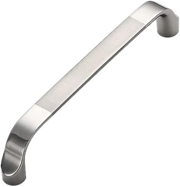 5 Pack - Brushed Nickel Cabinet Hardware Handle Pulls Smooth and Bright High Foot Design Kitchen Handles Satin Steel Color Center Drawer Pulls - 5" (128mm) Hole Centers