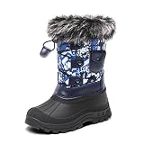 DREAM PAIRS Unisex-child Ksnow Blue Multi Isulated Waterproof Snow Boots - 1 Little Kid M US, Blue/M