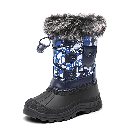 Dream Pairs Unisex-Child Ksnow Blue Multi Isulated Waterproof Snow Boots - 1 Little Kid M Us, Blue/Multi #TOP7