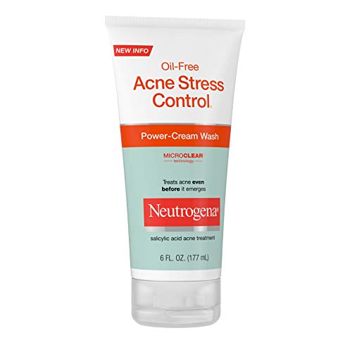Neutrogena Oil-Free Acne Stress Control Power-Cream Face Wash, Salicylic Acid Acne Treatment For Acne-Prone Skin, 6 Fl. Oz #TOP4