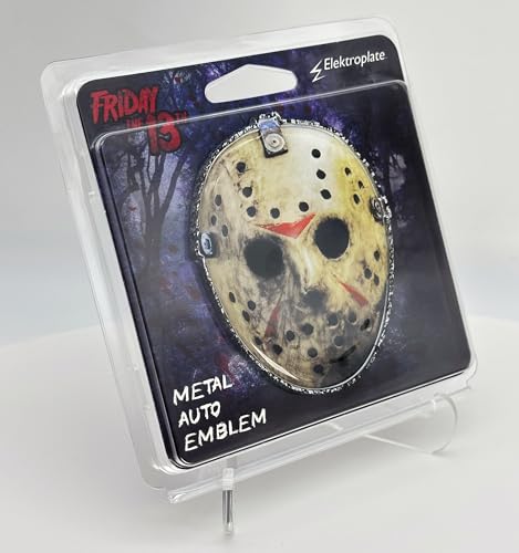 Image of Elektroplate Officially Licensed Jason Friday the 13th Movie Mask All Metal Emblem for Cars, Trucks, and All Auto | Universal Fit at 2.65 inch x 3.3 inch | Weatherproof