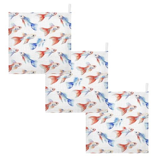 vvfelixl Baby Muslin Washcloths Beautiful Guppy Baby Burp Cloths Cotton Babys Face Towel for Newborn Infants Boys Girls Soft and Absorbent 11.8 X 11.8 in, 3 Pack2