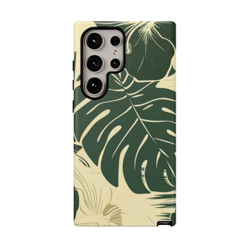 Coque Samsung S24 Ultra motif feuilles tropicales et fleurs rigide mate