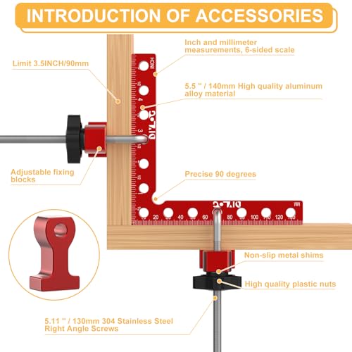 Diylog DIYLOG-NEW-4PACK Corner Clamp For Woodworking, 90 Degree Clamp, Corner Clamp, Right Angle Clamp Woodworking Tools 4 Pack 5.5 Inch*5.5 Inch Aluminum Positioning thumb #4