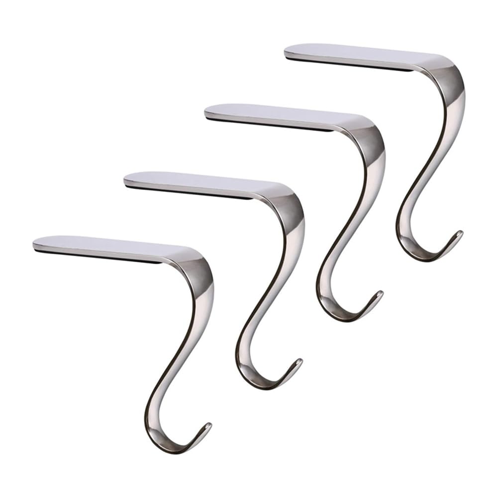 CTRLZS Christmas Stocking Holders Xmas Fireplace Hanger Hooks Holiday Mantel Garland Clips Metal Grips Set of 4 (Silver) Easy Install Easy to Use