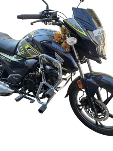 Image of AMK Bike Premium Crash Guard with Frame Slider Frame Support Leg Guard Black Suitable for Honda Shine 125 SP BS6