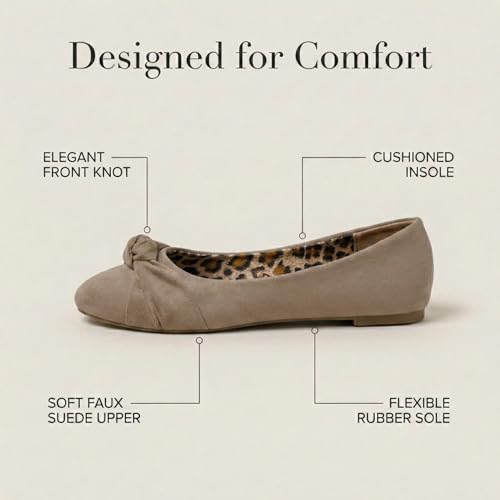 Image of Epic Step Ballet Flats for Women, Comfortable Slip on Faux Suede Round Toe, Ballerina Dressy Flat Shoes
