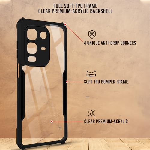 Image of Jkobi Back Cover Case for Infinix Note 50x (Shockproof with Polycarbonate Clear Panel | Professional Black)