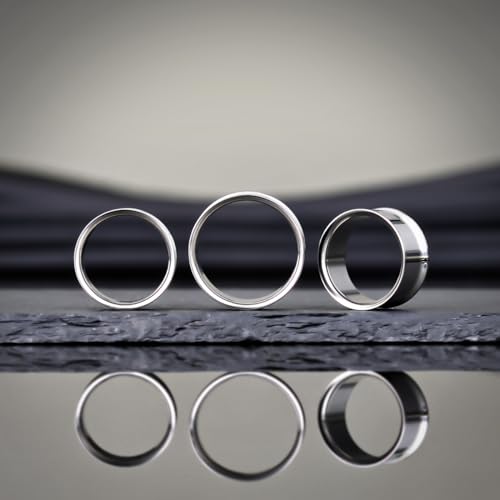 COOEAR Titanium Earrings Piercing Tunnels, 1 Pair Ear Gauges Stretchered Plugs, Steel Color Eyelet Body Jewelry.2