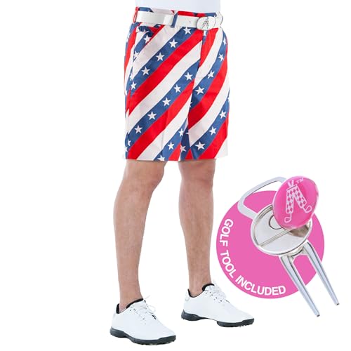 Royal & Awesome Mens Golf Shorts, Crazy Golf Shorts For Men, Plaid Shorts Men - Golf Tool Included
