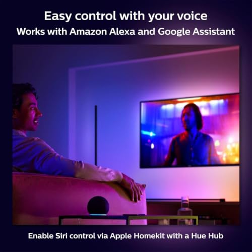 Image of Philips Hue Signe Smart Table Lamp, Black, 1 Pack, White & Color Ambiance LED Color-Changing Light, Control LED Lamp with Hue App, Works with Alexa, Google Assistant, Apple HomeKit