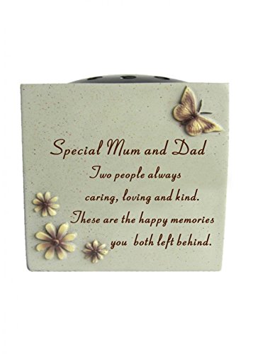 Special Mum and Dad Graveside Memorial Flower Pot with Butterfly Detail David Fischhoff