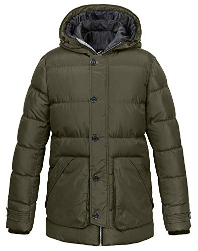 svacuam Men's Puffer Jacket with Hooded Parkas Thicken Padded Jacket Windproof Outdoor for Winter Coat(Army Green,XL)