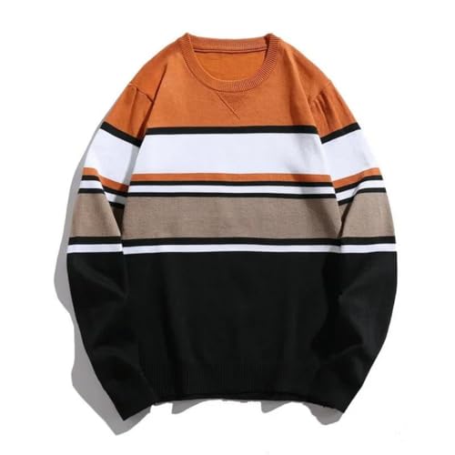 Men's Thin Color Block Knitted Sweater Slim Fit O-Neck Long Sleeve Fashion Base Layer Pullover Sweater2