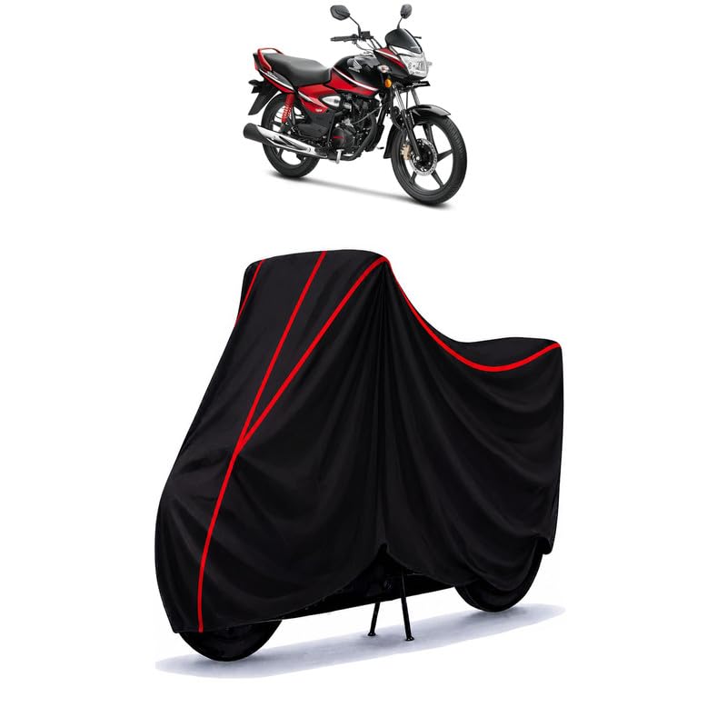 Image of CB Shine BS6 Water Resistant Bike Cover for All Motorcycles & Rain | Heavy Duty Taffeta Fabric | UV Protection, Dustproof, Scratchproof | All Weather Two Wheeler Body Cover with Elastic Bottom