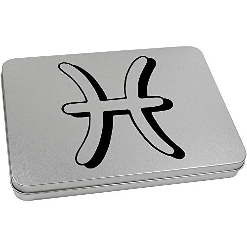 Azeeda 220mm 'Pisces Symbol' Metal Hinged Tin/Storage Box (TT00121395)