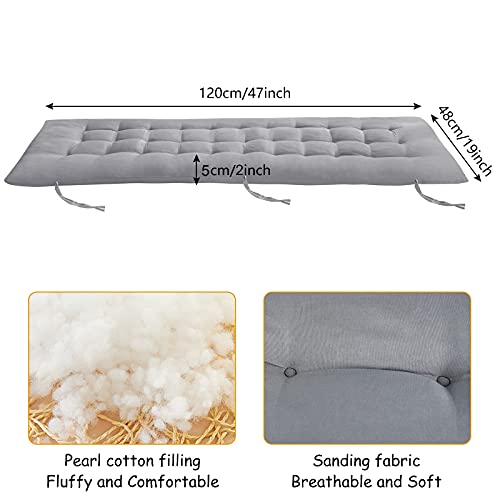 PLULON Garden Bench Cushion, 2 3 Seater Seat Pad Garden Bench Pad Porch Swing Chair Cushion Bench Pad Mat Rectangle Seat Cushion Pad for Garden Patio Lawn Lounger Bench 120x48cm (Grey) - Image 2