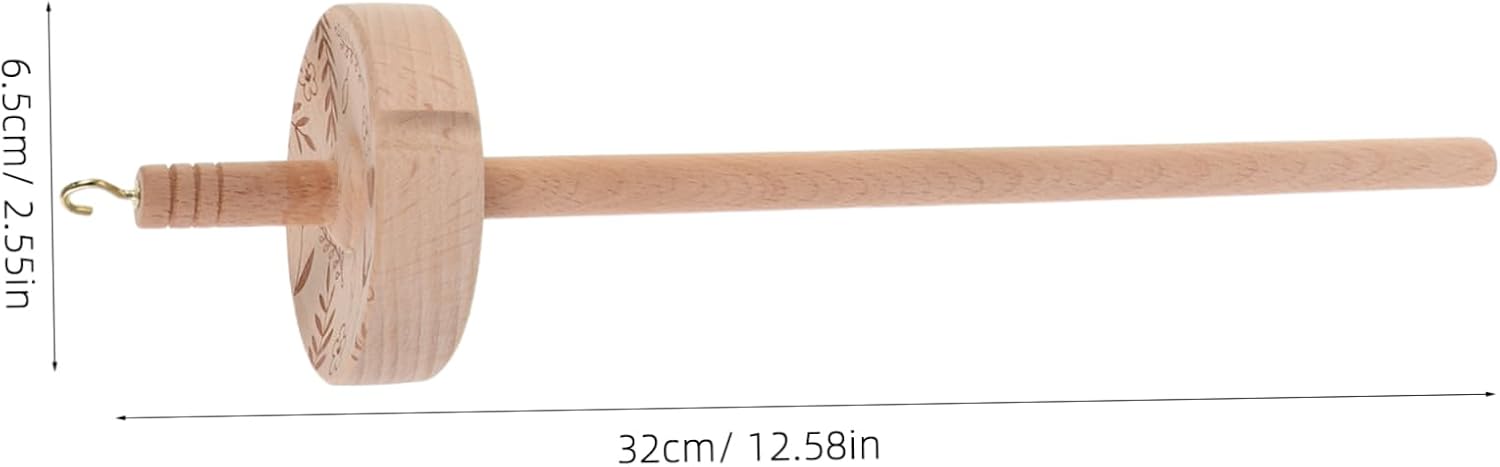 TEHAUX 1 Set Whorl Yarn Spinner Wooden Drop Spindle Top with Wool Strip for Hand Spinning Efficient Yarn Twisting Tool for Beginners and Professionals Weaving Projects