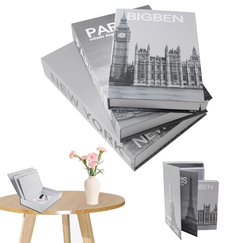 Dekorative Bücher für Heimdekor 3er Set Aufbewahrungsbox Set Fake Books Deko Buch Aufbewahrungs Box Wohnkultur Nesting Buchbox Stapeln Buchattrappe für Wohnkultur, Büro, Wohnzimmer, Regal Deko Display