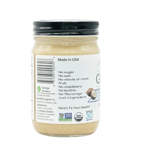 Image of Georgia Grinders Organic - Toasted Coconut Butter 12oz - Creamy Gourmet Spread from Pure Coconut, USDA Organic, No Sugar Added, Gluten-Free, Non-GMO, Keto & Paleo Friendly, Vegan, Dairy-Free