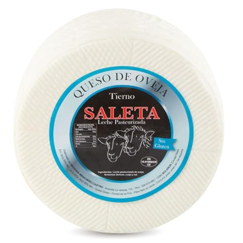 SALETA® Queso Tierno Entero de oveja Gourmet (0,5Kg) | Elaboracion Artesana Quesos de La Mancha | Queso fresco leche de oveja