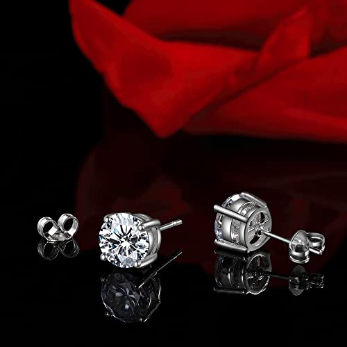 6 Pairs Hypoallergenic, 18K Gold Plated Cubic Zirconia Earrings, Simulated Diamond Stud Earrings For Women Men Girls #TOP2
