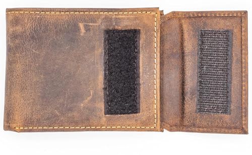 Bifold Wallet for Men Velcro closer RFID Pure Leather Handcrafted Crazy Horse Flip Up window Id (Rustic Brown J225)3