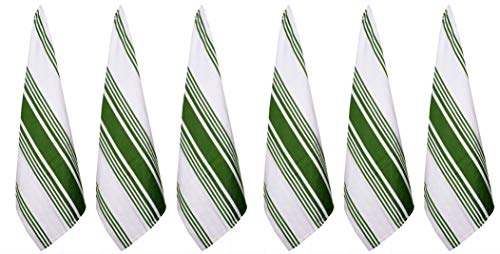 Urban Villa Kitchen Towels Trendy Stripes Olive Green/White Set Of 6 Dish Towels For Kitchen Highly Absorbent 100% Cotton Over Sized 20X30 Inches Kitchen Towels Mitered Corners Kitchen Hand Tea Towels #TOP1