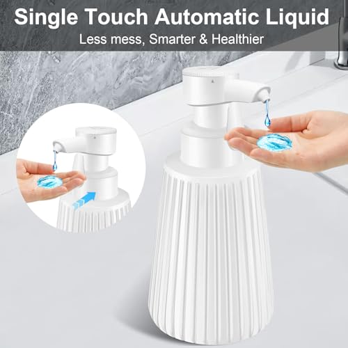 Image of Automatic Soap Dispenser for Kitchen: 8.5oz Easy Refill, Adjustable Soap Pump Volume, Electric Auto Liquid Soap Dispenser - Dish Wash Hand Sanitizer for Bathroom - White Resin Durable Bottle