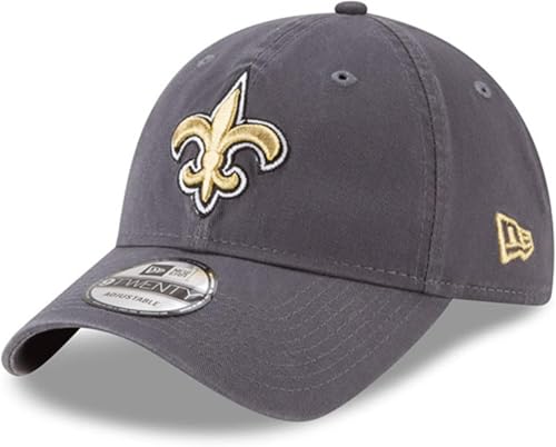 New Era NFL Core Classic 9TWENTY Graphite Adjustable Hat Cap - One Size (US Alpha One Size New Orleans Saints)
