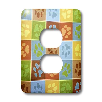 Carrés avec 2 prises motif pattes colorées pour interrupteur double