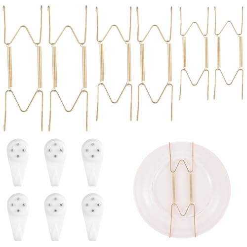 6 Colgadores De Platos Para La Pared, 6 8 10 Pulgadas, Soporte De Alambre Invisible Con 6 Ganchos De Pared Para Platos Decorativos De 6 A 10,5 Pulgadas, Platos Antiguos Y Arte 6 8 10 Pulgadas