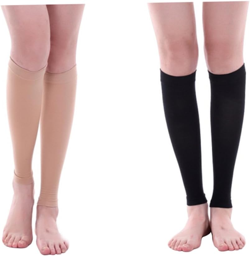 Healeved 2pairs Calf Shaper Compression Sleeves for Women and Men Elastic Leg Socks for Improved Circulation and Reduced Calf Appearance for Daily Wear and Sports Black