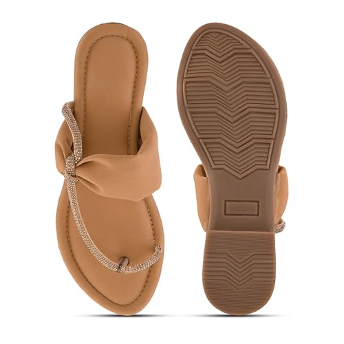 Image of Centrino Women's Slide Sandals | Stylish Slip-On for Ladies | T-Strap Cushioned Footbed for Comfort | Elegant & Trendy Braided Strap Flip Flops | Lightweight Casual Summer Slides (9311)